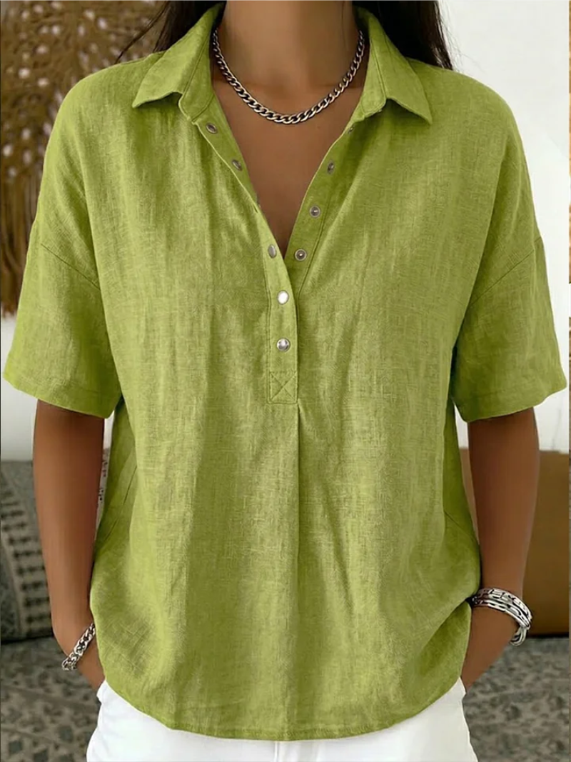 Van Rossem Mode® | Blouse met kraag en knoopdetail (TIJDELIJK 1+1 GRATIS!)