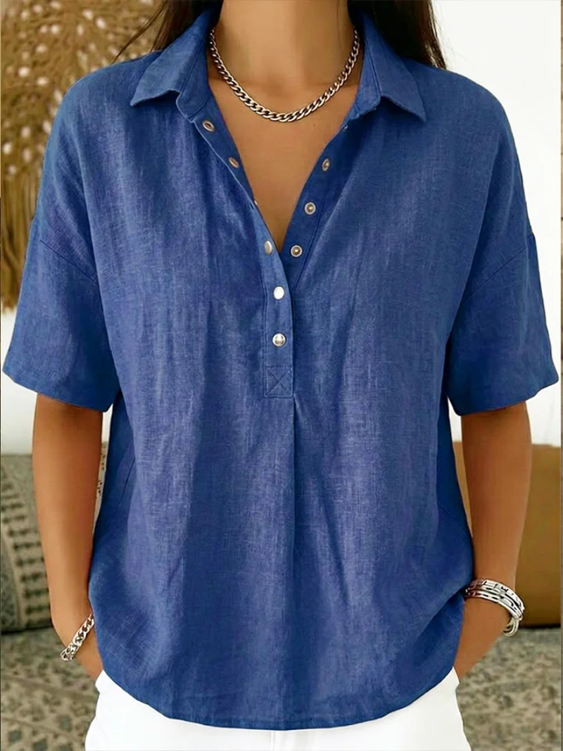 Van Rossem Mode® | Blouse met kraag en knoopdetail (TIJDELIJK 1+1 GRATIS!)