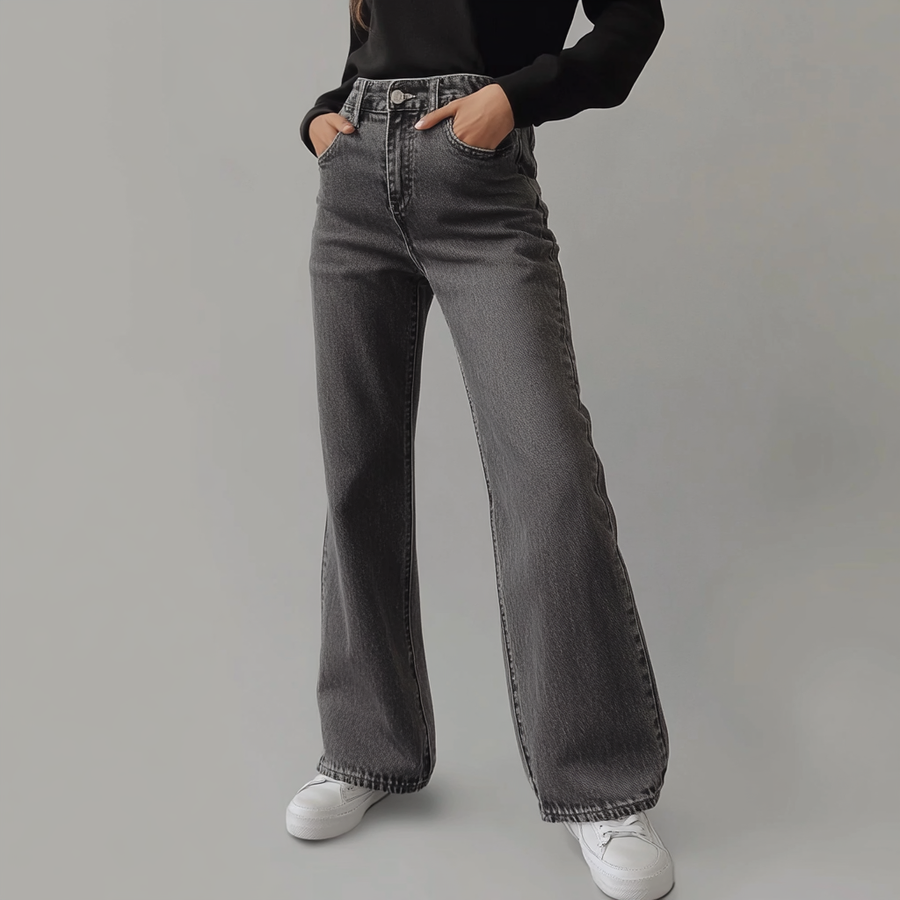 Van Elst Mode® | Grijze Damesbroek Wide Leg